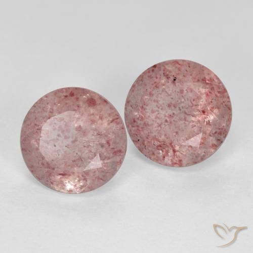 Pedras preciosas de Quartzo Morango Luz rosa natural de 3.88 ct, Redondo, Translúcido