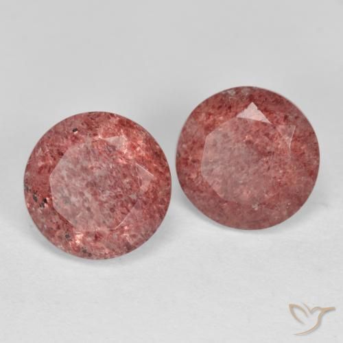 Pedras preciosas de Quartzo Morango Rosa escuro natural de 3.86 ct, Corte Redondo, Translúcido