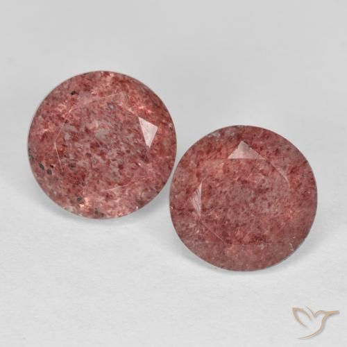 Pedras preciosas de Quartzo Morango Rosa escuro natural de 3.86 ct, Corte Redondo, Translúcido