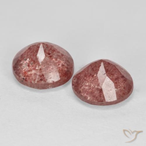 Pedras preciosas de Quartzo Morango Rosa escuro natural de 3.86 ct, Corte Redondo, Translúcido