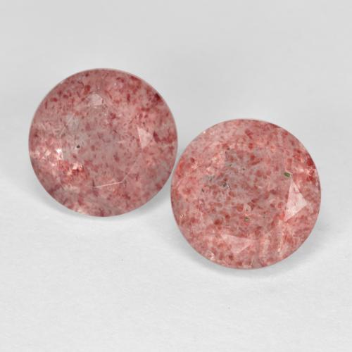 Pedras preciosas de quartzo morango rosa natural de 3,69 ct, corte redondo, translúcido