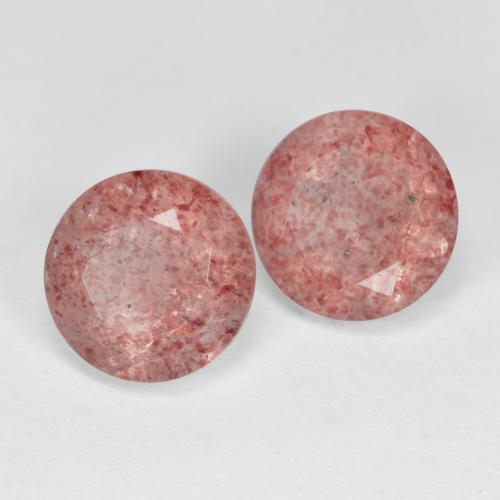 Pedras preciosas de quartzo morango rosa natural de 3,69 ct, corte redondo, translúcido