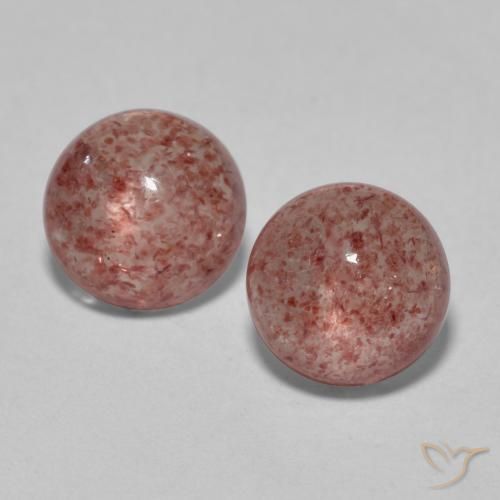 Pedras preciosas de Quartzo Morango rosa médio natural de 3.35 ct, Corte Redondo, Translúcido
