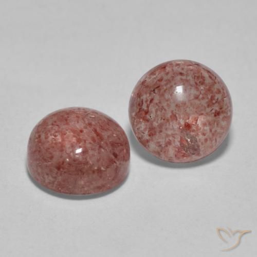 Pedras preciosas de Quartzo Morango rosa médio natural de 3.35 ct, Corte Redondo, Translúcido