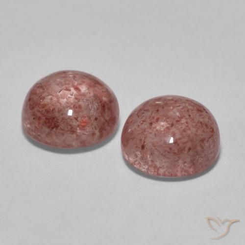 Pedras preciosas de Quartzo Morango rosa médio natural de 3.35 ct, Corte Redondo, Translúcido