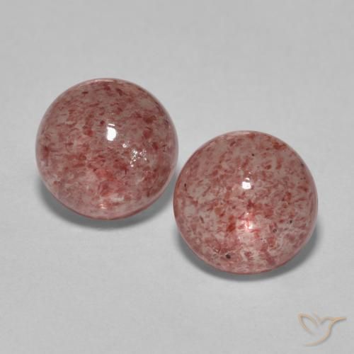 Pedras preciosas de Quartzo Morango rosa médio natural de 3.67 ct, Redondo, Translúcido