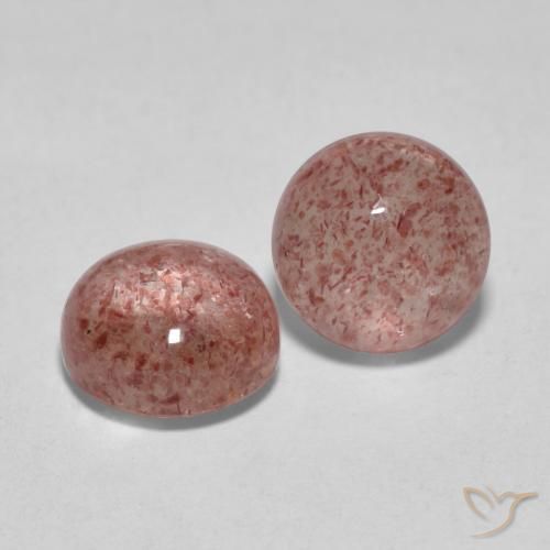 Pedras preciosas de Quartzo Morango rosa médio natural de 3.42 ct, Redondo, Translúcido