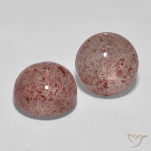 Pedras preciosas de Quartzo Morango rosa médio natural de 5.63 ct, Redondo, Translúcido