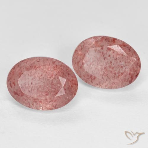 Pedras preciosas de Quartzo Morango Rosa Terroso natural de 2.69 ct, oval, Translúcido