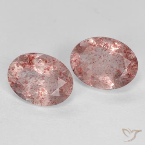 Pedras preciosas de Quartzo Morango Rosa Terroso natural de 2.30 ct, oval, Translúcido