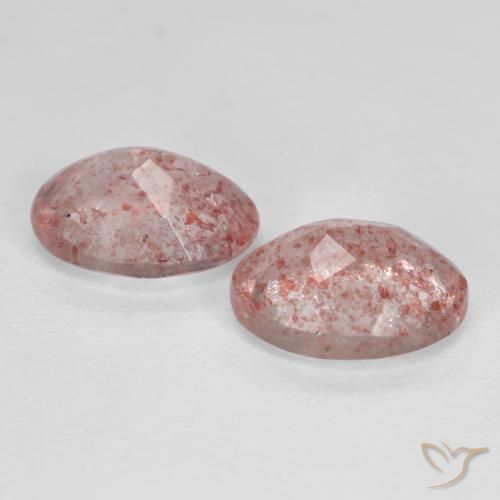 Pedras preciosas de Quartzo Morango Rosa Terroso natural de 2.30 ct, oval, Translúcido