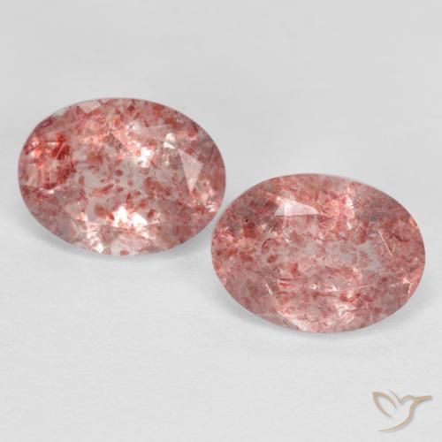 2.53ctw Natural Rosa Médio Claro Quartzo Morango, oval, Translúcido