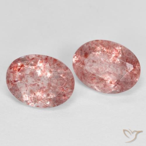 Pedras preciosas de Quartzo Morango Rosa Médio Claro natural de 2.53 ct, oval, Translúcido