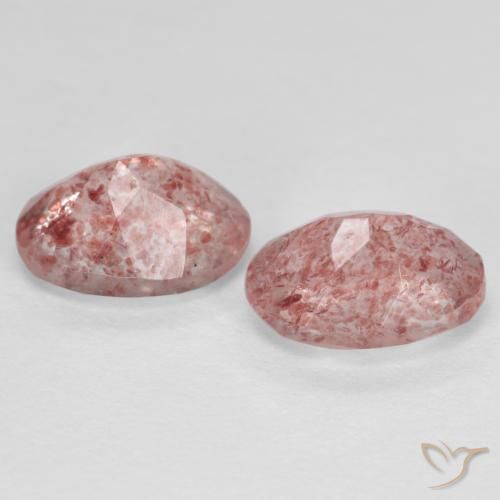 Pedras preciosas de Quartzo Morango Rosa Médio Claro natural de 2.53 ct, oval, Translúcido