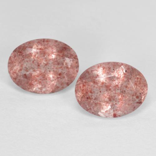 Pedras preciosas de Quartzo Morango Rosa Terroso natural de 2,35 ct, Corte Oval, Translúcido