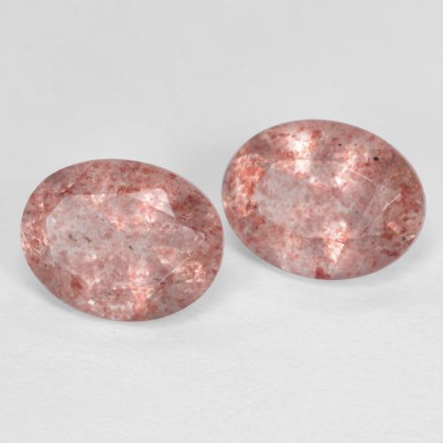 Pedras preciosas de Quartzo Morango Rosa Terroso natural de 2,35 ct, Corte Oval, Translúcido
