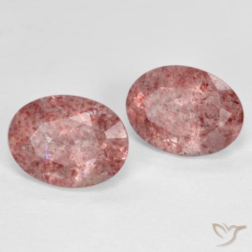 Pedras preciosas de Quartzo Morango rosa médio natural de 2.47 ct, oval, Translúcido