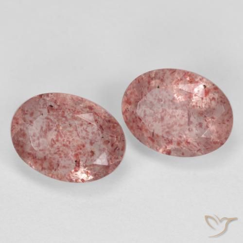 Pedras preciosas de Quartzo Morango rosa médio natural de 2.92 ct, oval, Translúcido