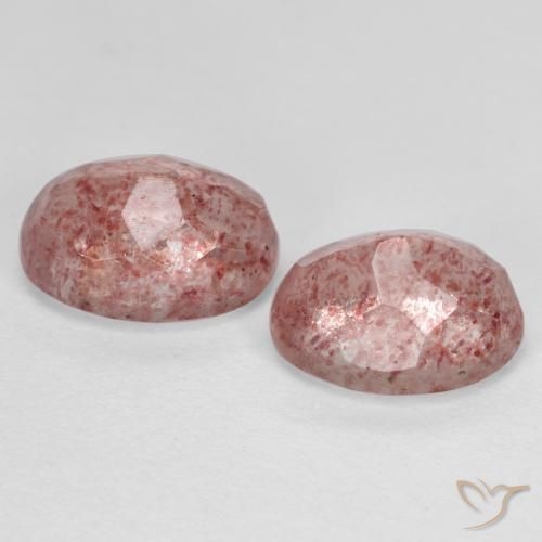 Pedras preciosas de Quartzo Morango rosa médio natural de 2.92 ct, oval, Translúcido