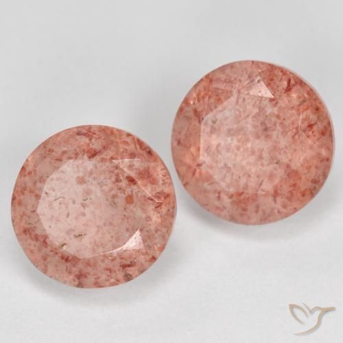 Pedras preciosas de Quartzo Morango Framboesa Rosa natural de 4.30 ct, Redondo, Translúcido