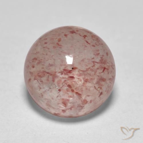 1.89ct Natural Rosa Terroso Quartzo Morango, Redondo, Translúcido