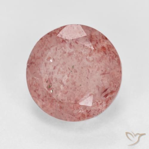 Quartzo Morango Rosa Claro Rosa Natural 3.03ct, Redondo, Translúcido