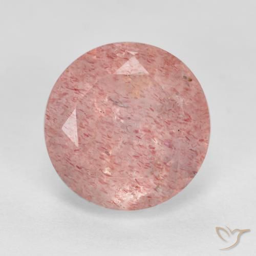 3.00ct Natural Rosa Terroso Quartzo Morango, Redondo, Translúcido