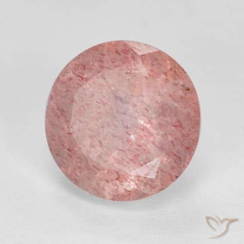 Quartzo Morango Rosa Terroso Natural 3.00ct, Redondo, Translúcido