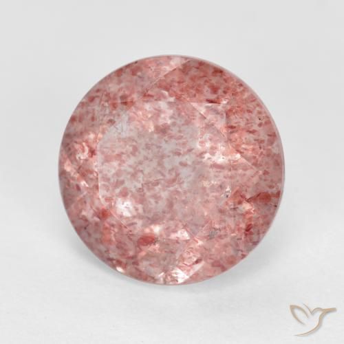 Quartzo Morango Rosa Médio Claro Natural 2.76ct, Redondo, Translúcido