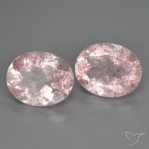 Pedras preciosas de Quartzo Morango Rosa Médio Claro natural de 4.88 ct, oval, Transparente