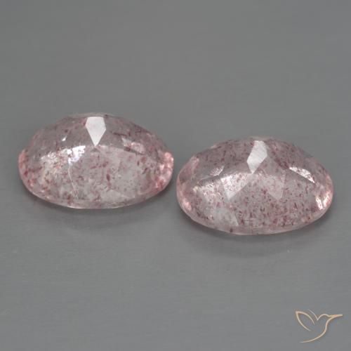 Pedras preciosas de Quartzo Morango Rosa Médio Claro natural de 4.88 ct, oval, Transparente