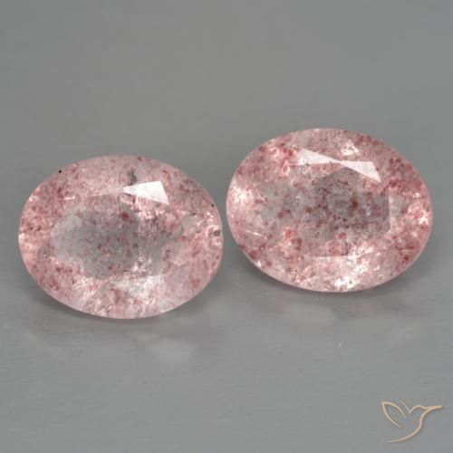 Pedras preciosas de Quartzo Morango rosa rosa natural de 4.80 ct, oval, Transparente