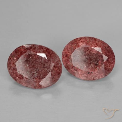 Pedras preciosas de Quartzo Morango Rosa escuro natural de 4.70 ct, oval, Transparente