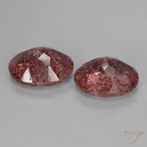 Pedras preciosas de Quartzo Morango Rosa escuro natural de 4.70 ct, oval, Transparente