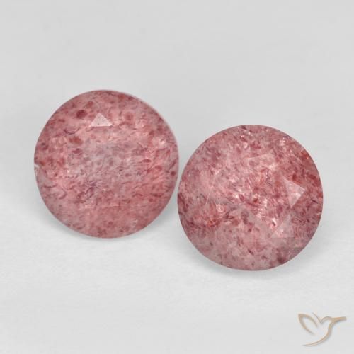 Pedras preciosas de Quartzo Morango Rosa Claro Rosa natural de 2.60 ct, Redondo, Translúcido