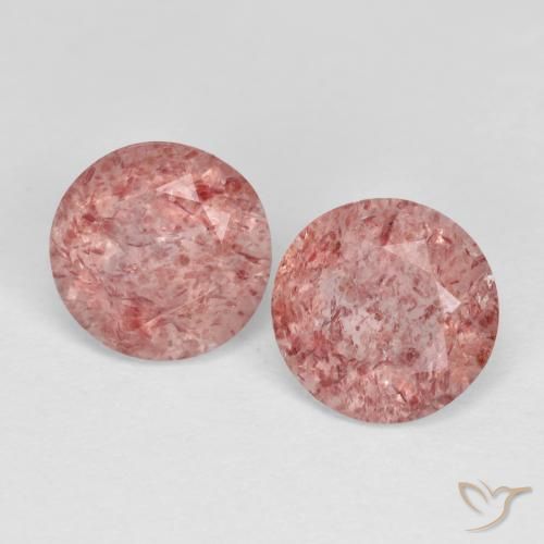 2.34ctw Natural Rosa Claro Rosa Quartzo Morango, Redondo, Transparente