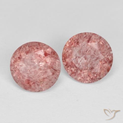 Pedras preciosas de Quartzo Morango Rosa Claro Rosa natural de 2.34 ct, Redondo, Transparente