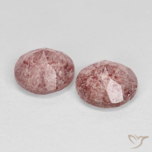 Pedras preciosas de Quartzo Morango Rosa Claro Rosa natural de 2.34 ct, Redondo, Transparente