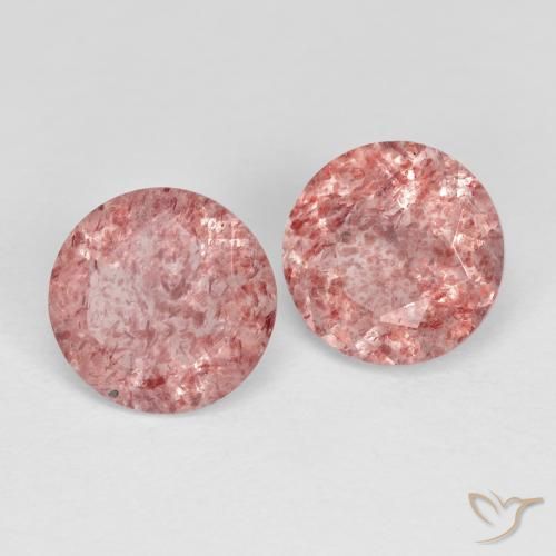 Pedras preciosas de Quartzo Morango Rosa Médio Claro natural de 2.29 ct, Redondo, Transparente