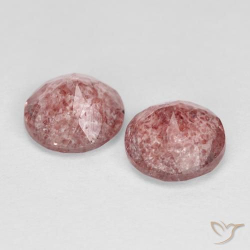 Pedras preciosas de Quartzo Morango Rosa Médio Claro natural de 2.29 ct, Redondo, Transparente
