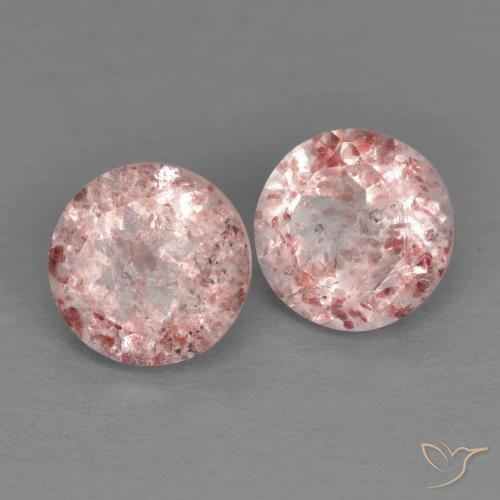 2.66ctw Natural Luz rosa Quartzo Morango, Redondo, Transparente