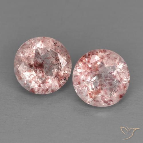 Pedras preciosas de Quartzo Morango Luz rosa natural de 2.66 ct, Redondo, Transparente