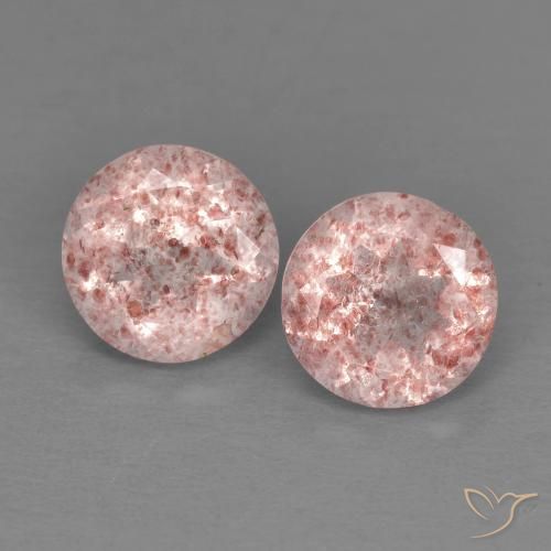 2.50ctw Natural Luz rosa Quartzo Morango, Redondo, Transparente