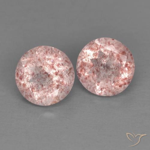 Pedras preciosas de Quartzo Morango Luz rosa natural de 2.50 ct, Redondo, Transparente