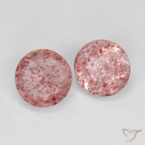 Pedras preciosas de Quartzo Morango Rosa escuro natural de 2.23 ct, Redondo, Transparente