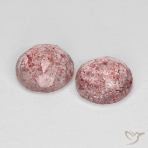 Pedras preciosas de Quartzo Morango Rosa escuro natural de 2.23 ct, Redondo, Transparente