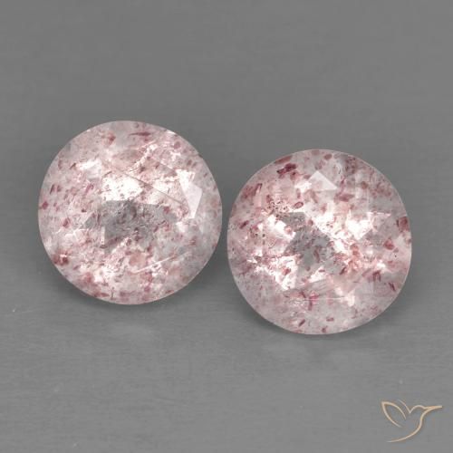 2.53ctw Natural Luz rosa Quartzo Morango, Redondo, Transparente