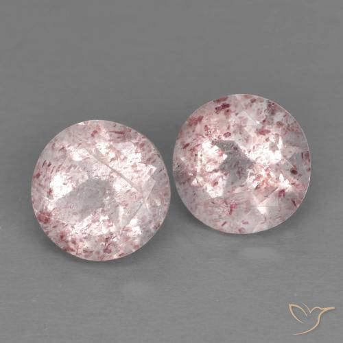 Pedras preciosas de Quartzo Morango Luz rosa natural de 2.53 ct, Redondo, Transparente