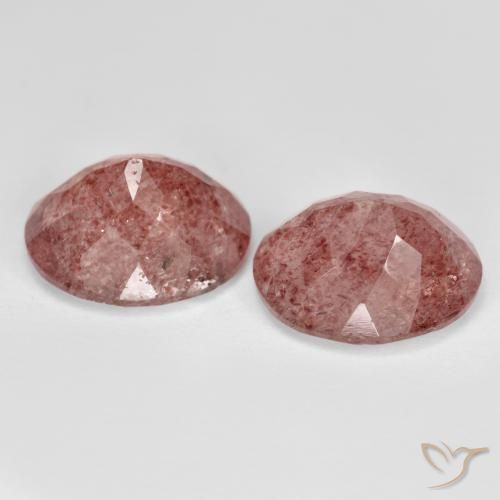 Pedras preciosas de Quartzo Morango rosa médio natural de 8.99 ct, oval, Transparente