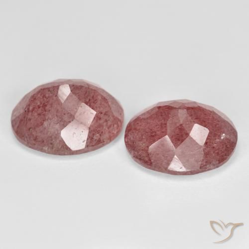 Pedras preciosas de Quartzo Morango Rosa escuro natural de 9.13 ct, oval, Translúcido